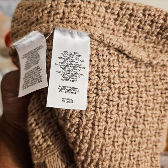 New Rachel Rachel Roy Orange/ Tan Ombra Thick Cable Knit Zipper Front Sweater. - Picture 3 of 15